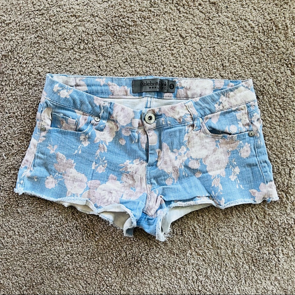 2/$10 - Celebrity Pink Floral Denim Mini Shorts